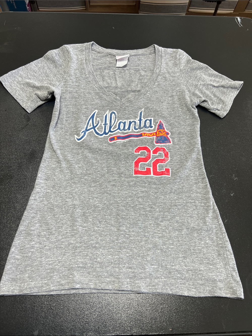 Atlanta V-Neck Graphic Tee - Gray